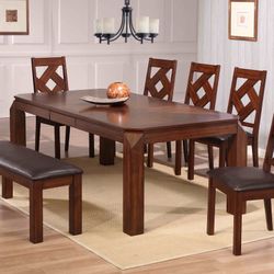 Diamond Dining Table Set With Chairs And Bench - Delivery And Financing Available 