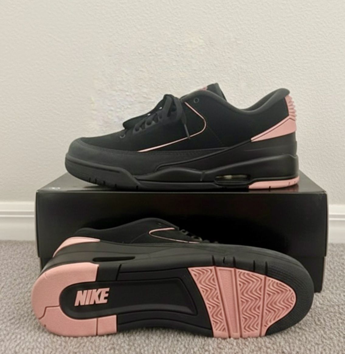 Jordan Men's Sneakers in Black and Pink. Size 12.5 Men