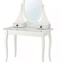 IKEA Vanity Dressing Table Desk With Drawers And Protective Glass Top 