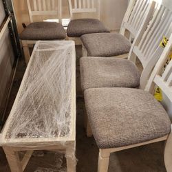 FREE 5 Pc Farmhouse Bolanburg Two Tone Wood Dining Chairs