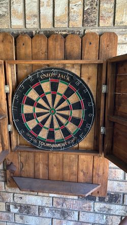 Dart Board with Wood Cabinet