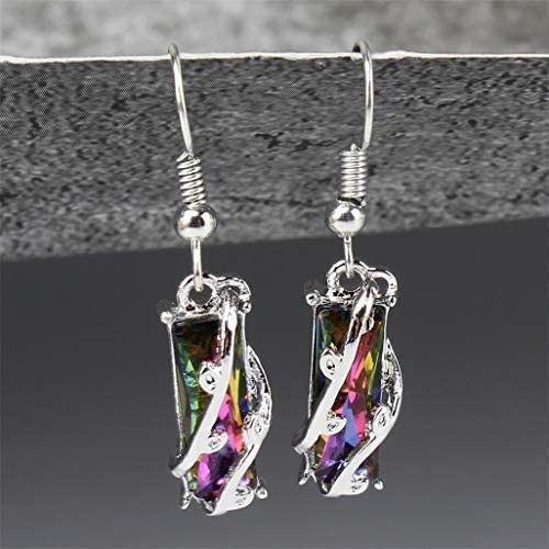 "Colorful Crystal Clear Delicate Silver Plated Colorful Dangle Earrings, VP1008
