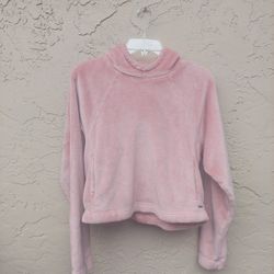 Holister Pink Fleece Hooded Crop Top Women's Size XS 