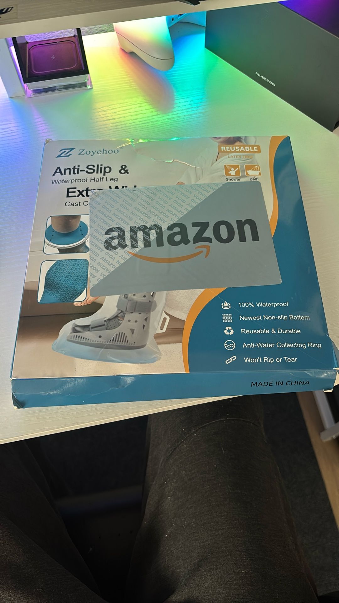 Waterproof Extra Wide Cast Covers for Shower Leg, Extra Large Foot Cast Protector with Non-Slip Bottom, Reusable Leg Cast Cover for Plus Size Adults L