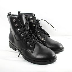 Black Witchy Goth Ankle Lace Up Side Zipper Boots Women Size 9 New without Tags