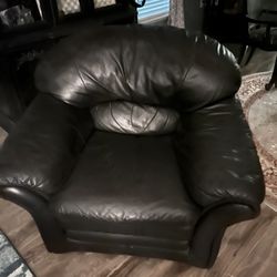 Extra Large, Black, Genuine, Leather Sofa Chair