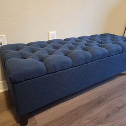 Blue Ottoman Bench With Storage 