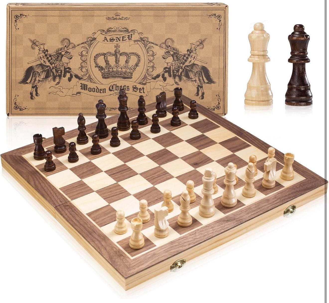 Brand new Magnetic Chess Set, 15" Tournament Staunton Wooden Chess Board Game Set with Magnets, Crafted Chesspiece ans Storage Slots for Kids Adult, I