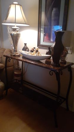 Entryway behing sofa or TV stand