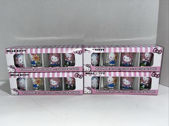 Sanrio Hello Kitty Shot Glass Set! Glassware 1.5 oz Set Of 4 Glasses! BRAND NEW!