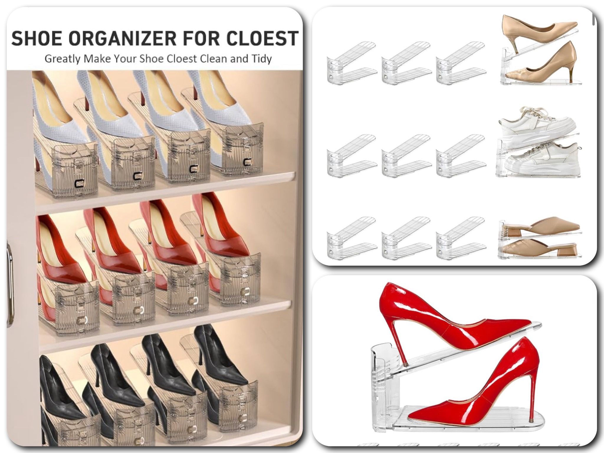 40 Pair Shoe Organizer SPACE SAVER Bundle Acrylic shelf Stackers 10 Boxes 8 boxes unopened BRAND NEW