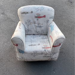 Kid /Child Size Rocking Chair Grey Airplane Fabric