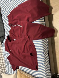 Figs, scrubs, burgundy, women, XL