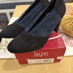 NEW Impo High Heel Shoes Midnight Blue And Black Sz 7.5