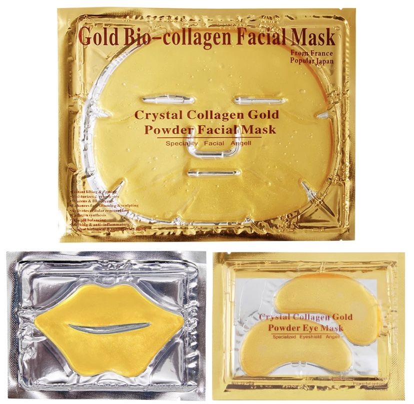 Gold Mind Bundle  24k Face Mask, 24k Lip hydrator , gold lip mask , Jade Roller , and 24K under eye mask !