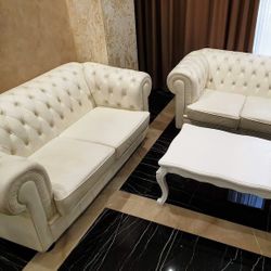 SALE!! PICKUP ONLY! LIGHTLY USED NEW White Fabric Loveseat Couch Small Sofa