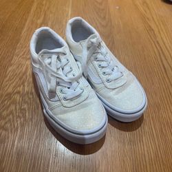 Vans Old Skool White Glitter Low-Top Sneakers girls size 13