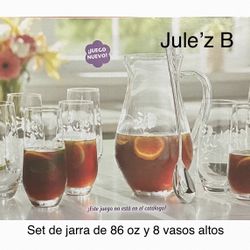 Set De 4 Vasos Altos Y Jarra De 86 Oz Nuevos En Sus Cajas 