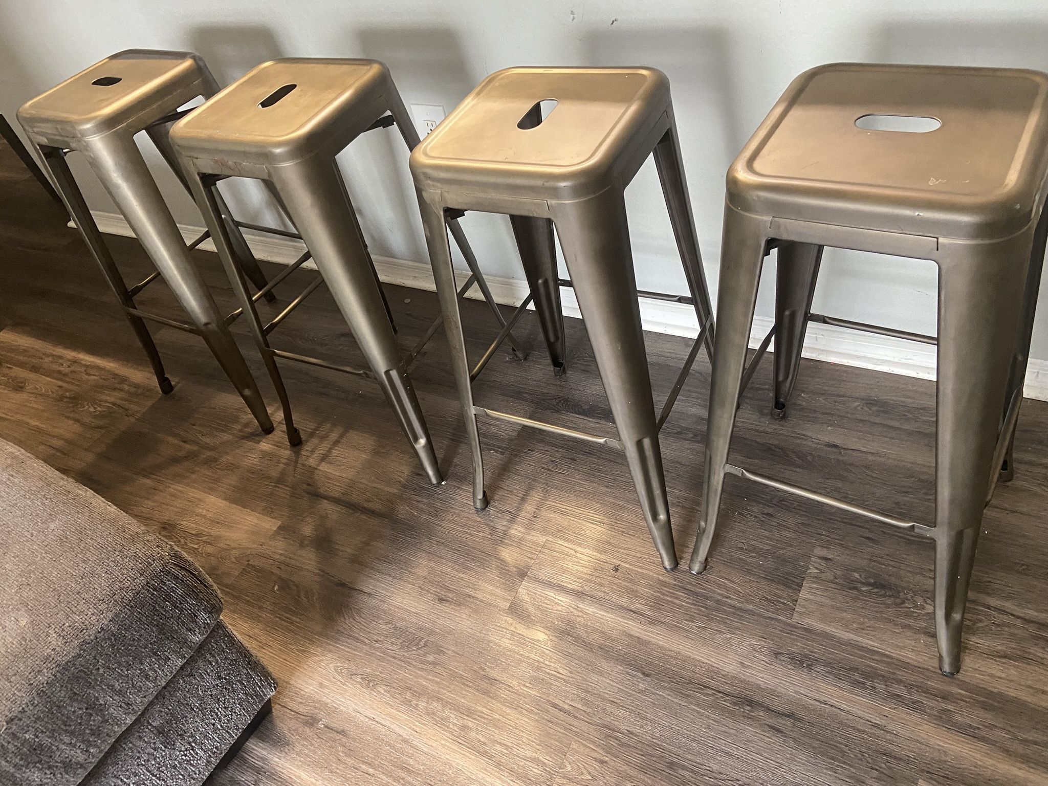 4 Brown Rustic Bar Stools