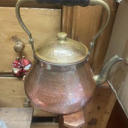 Vintage Large Turkish Handhammered  Copper Brass Tea Coffee Pot Boho Decor 