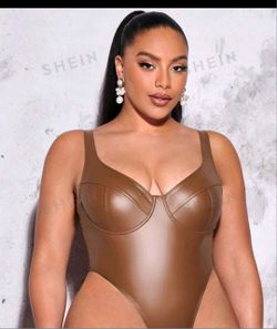 Sheinbea Leather High Cut Bodysuit 
