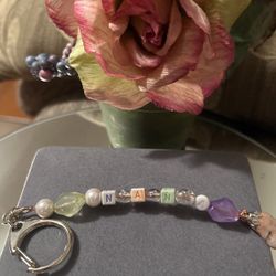 Pretty!  NANA Key Chain /Purse Charm With Crystal Colorful Stones 
