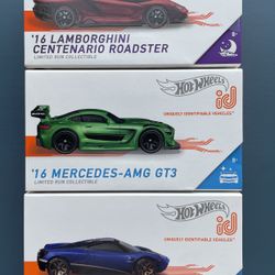 Hot Wheels id Car - 3 Supercar Bundle - Pagani, Lamborghini, AMG