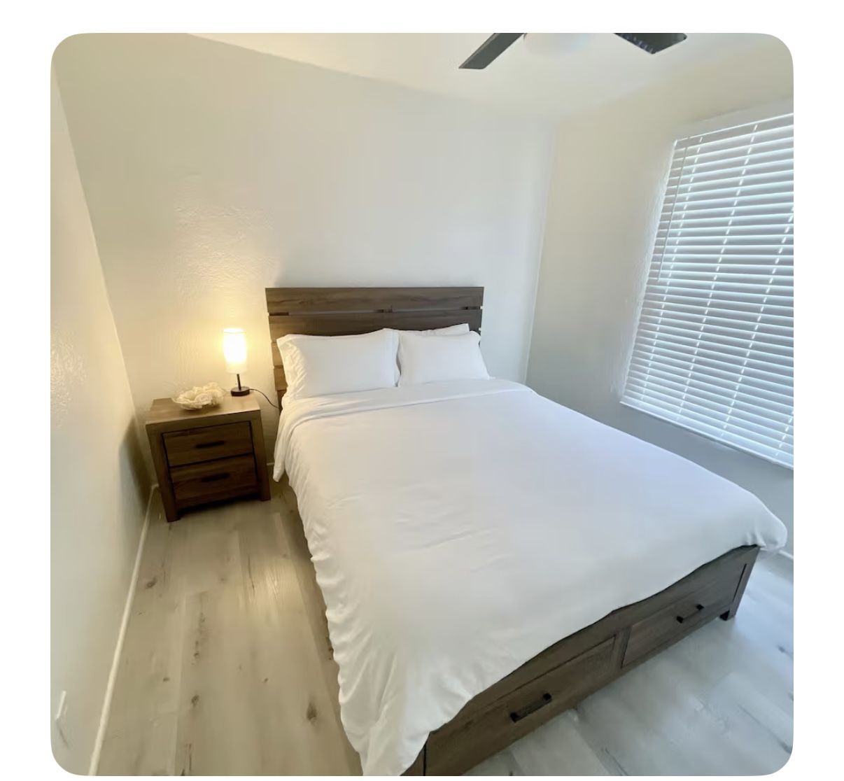 Wood Queen Bed Frame, Nightstand 