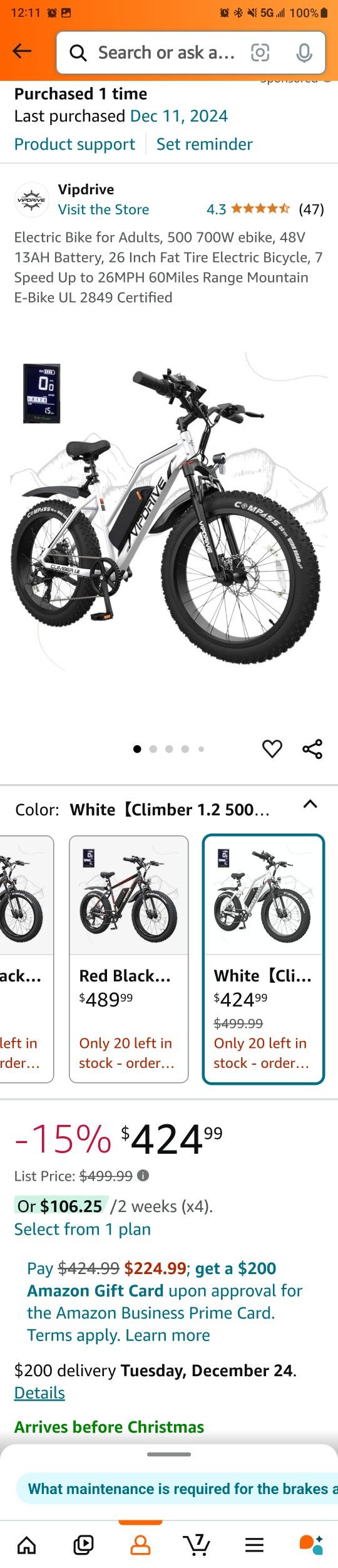 Brand New 26-in Fat Tire E-bike!