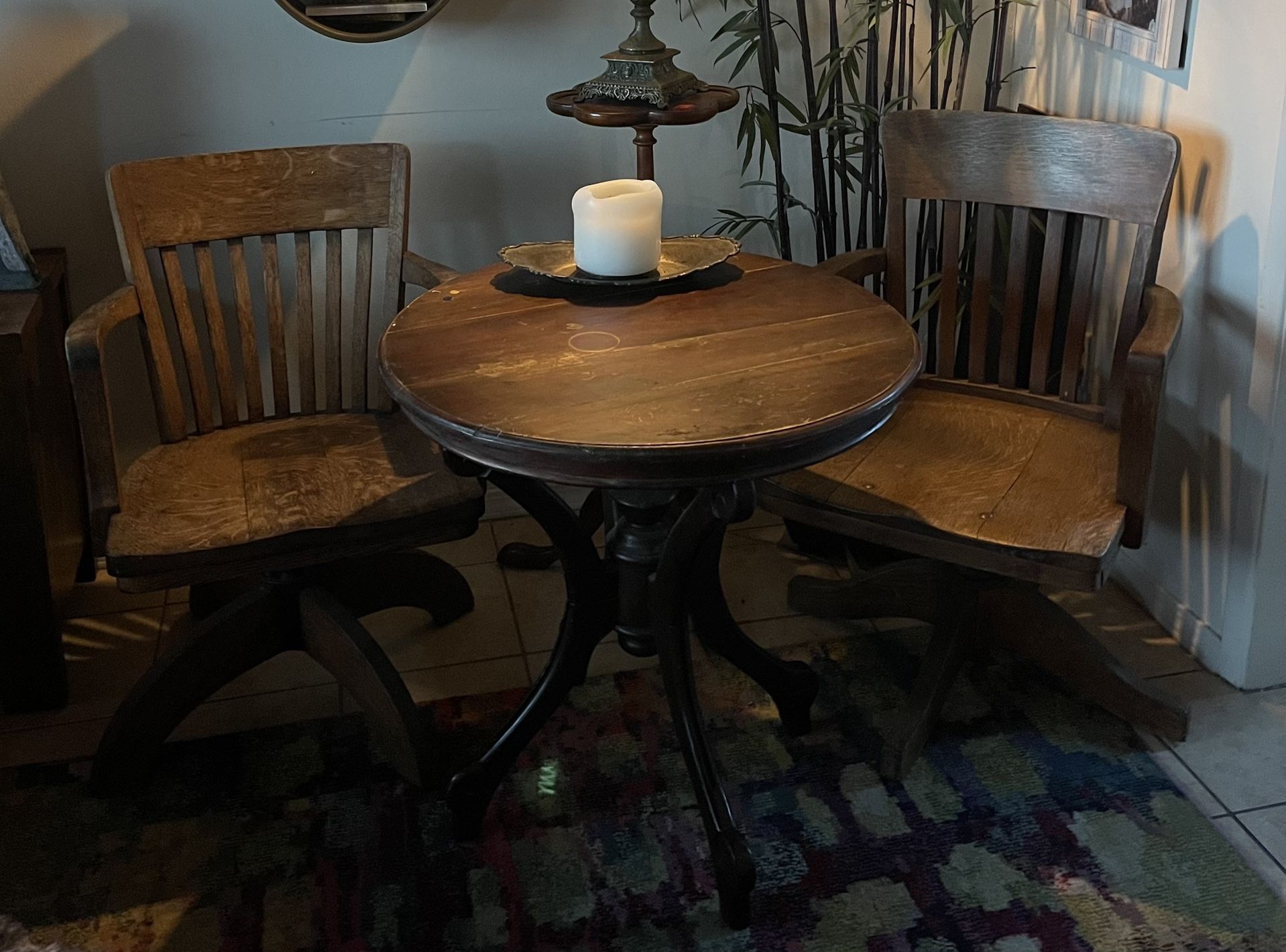 Vintage Wood Desk Chairs With Table