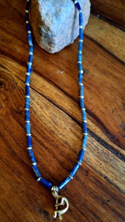 Lapis And Brass  Necklace 