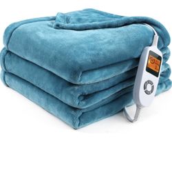 Electric Heated Blanket Full Twin Size Heated Throw Blanket 72" x 84" Soft Flannel Fast Heating Blanket with 10 Heating Levels 1-12 Hours Timer Auto-O