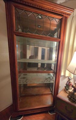 Lighted Glass and Wood Display cabinet