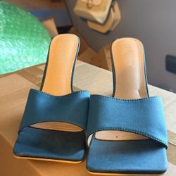 Women’s Open Back, Teal Heel Shoes