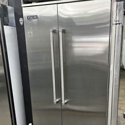 Open Box Viking 42 Inch Side By Side Stainless Steel Built In Fridge