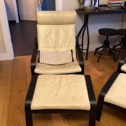 Set Of Two Chairs With Ottomans 