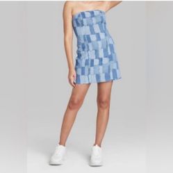 Denim Strapless Mini Dress 