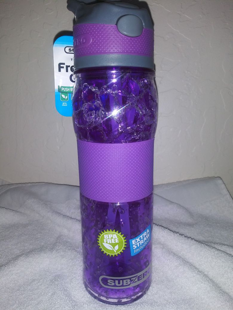 Subzero Purple Freezer Gel Water Bottle 21oz NEW