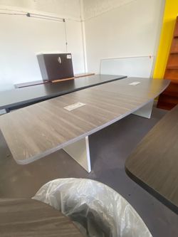 Conference table boat shape 4x10’ gray white
