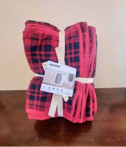 Sonoma Red Plaid Bath Towel Set