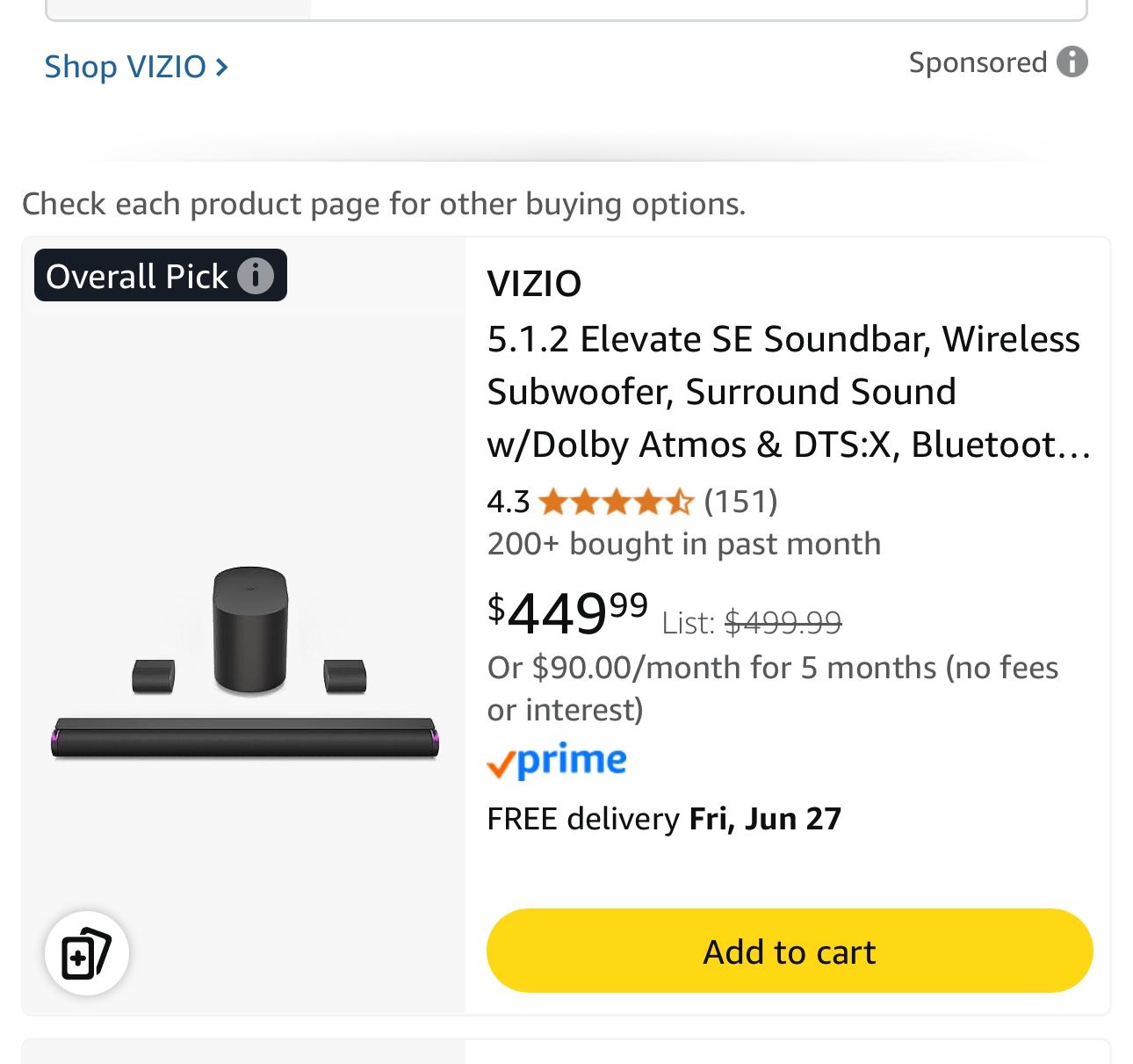 Vizio elevate 5.1.2 SE Sound Bar System