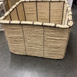 Large Square Twine And Metal Basket