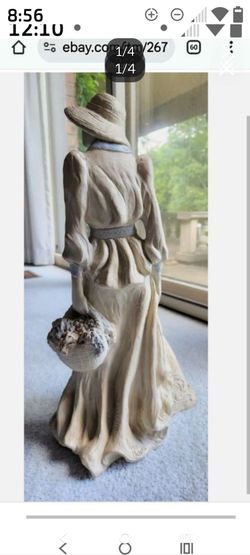 1988, Alice Heath SCULPTURE of "Amanda," Victorian Woman w/ Dog & Flower Basket