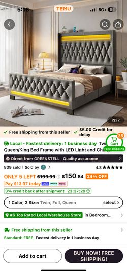 King Bed Frame With Led Lights 