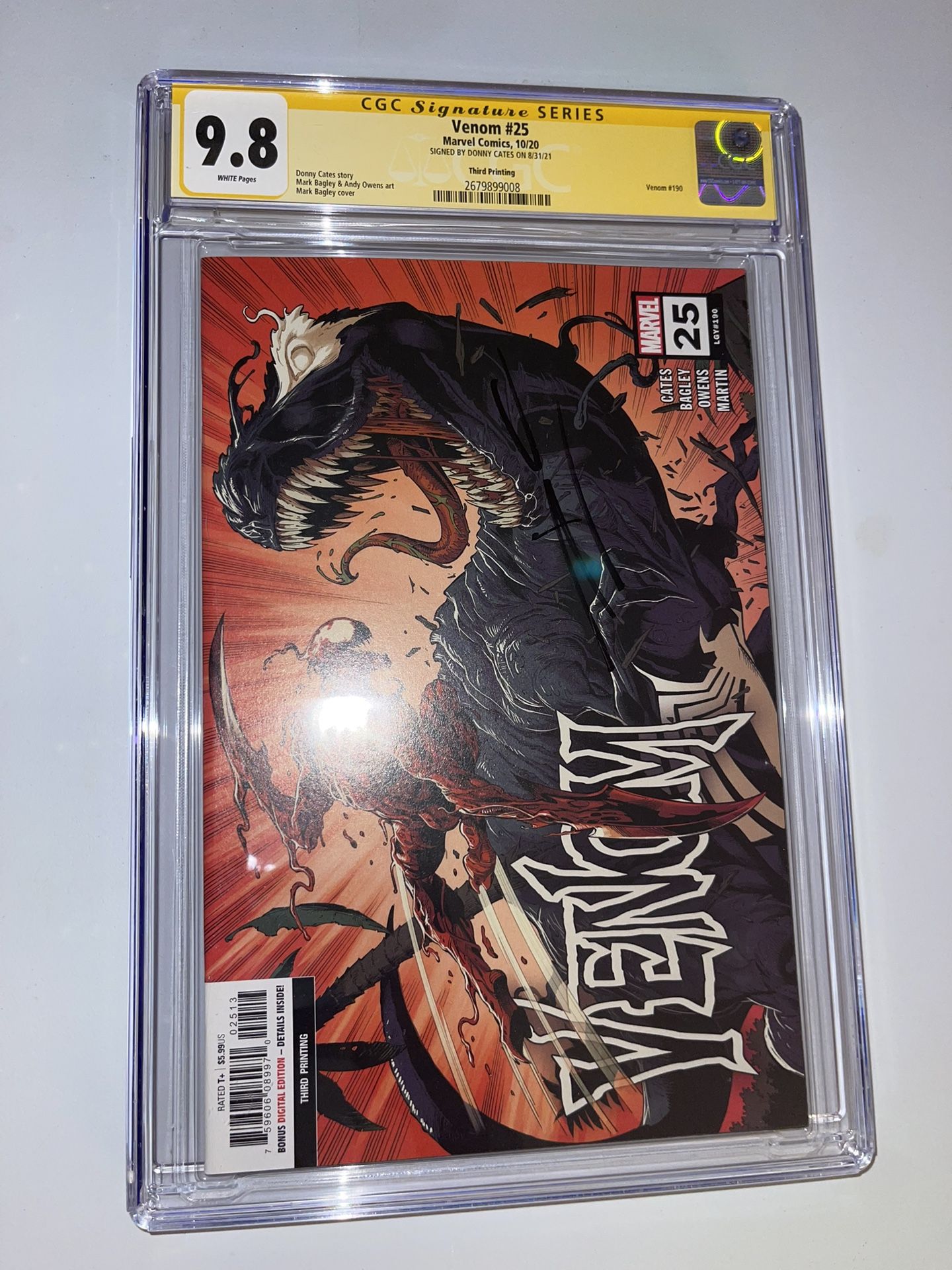 VENOM #25 CGC SS 9.8 Signed by DONNY CATES Marvel Comics 2020 3rd Print Variant 