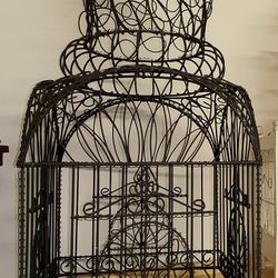 Vintage Wrought Iron Cathedral Style Bird Cage
