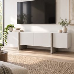 Modern 71” White TV Stand / Media Console - $250