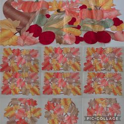 Fall Leaves 10 Piece Set - 1 Table Runner 6 Placemats 3 Round Mats