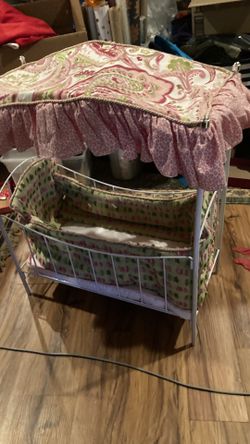 American girls Doll size canopy bed Children’s TOY large mattress wrap around all fabric clean from smoke-free home