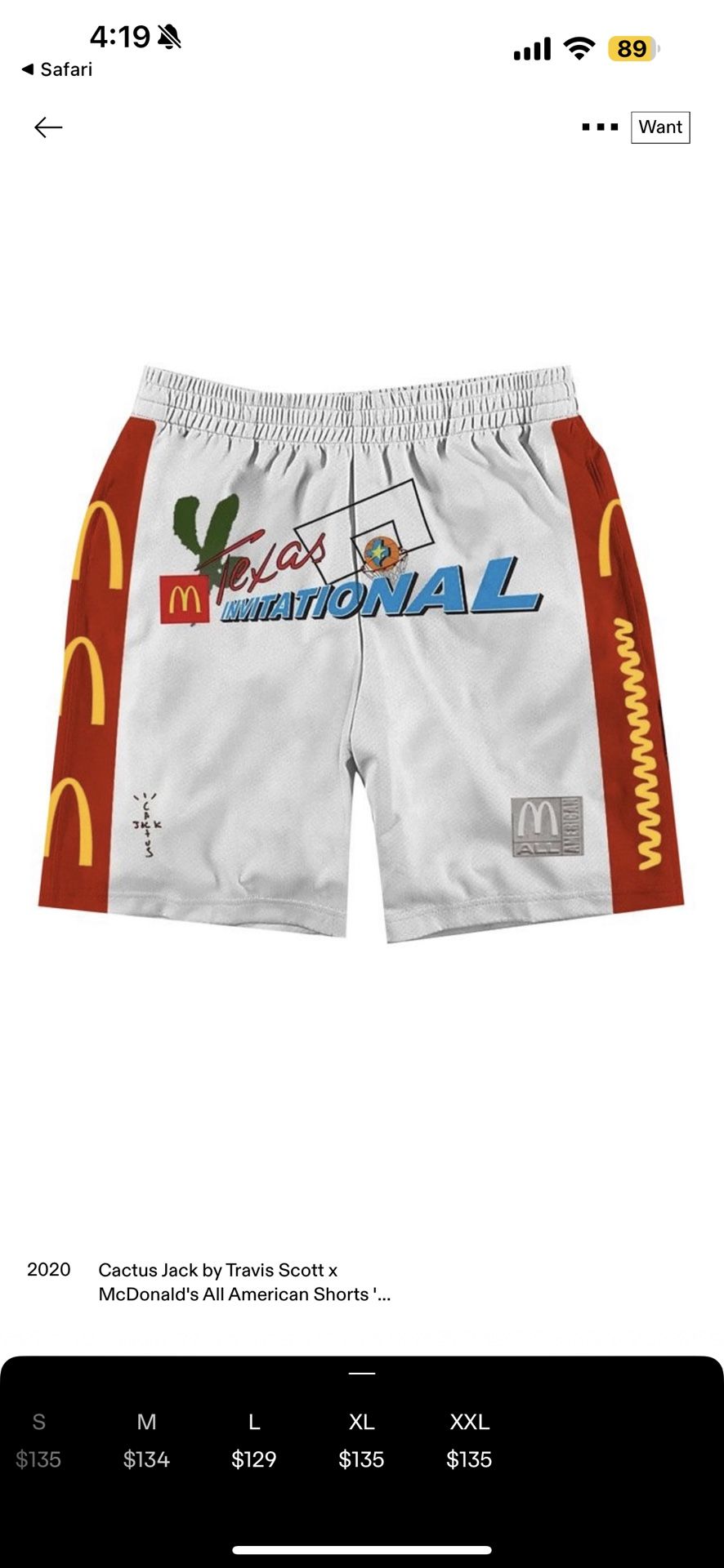 Mcdonalds Illustration Shorts Cactus Jack Mcdonalds Shorts Travis Scott X McDonald's  Cactus Jack All American Shorts
